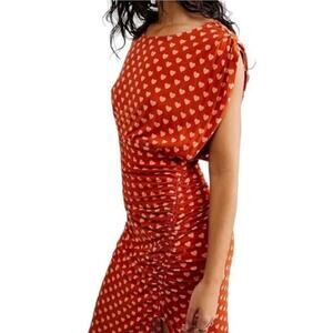 FREE PEOPLE Lakeside Heart Print Midi Dress, Size XL, New with Tag, MSRP $148